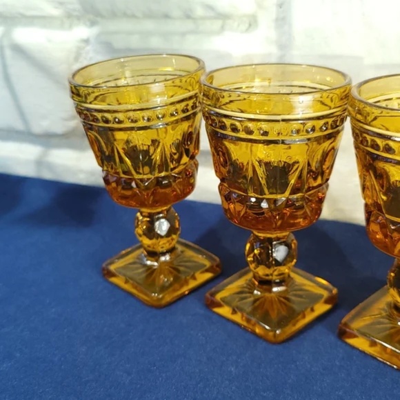 Indiana Glass Colony Park Footed Amber Cordial Glasses - Picture 4 of 8